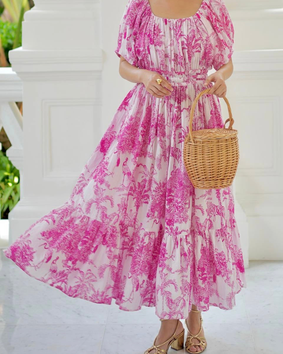 Willa Puff Sleeve Maxi Dress - Pink Romance