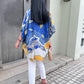 Cotton Batik Kimono- Cobalt Yellow Batik