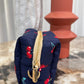 Quilted Japanese Cotton Pouch - Navy Cherry