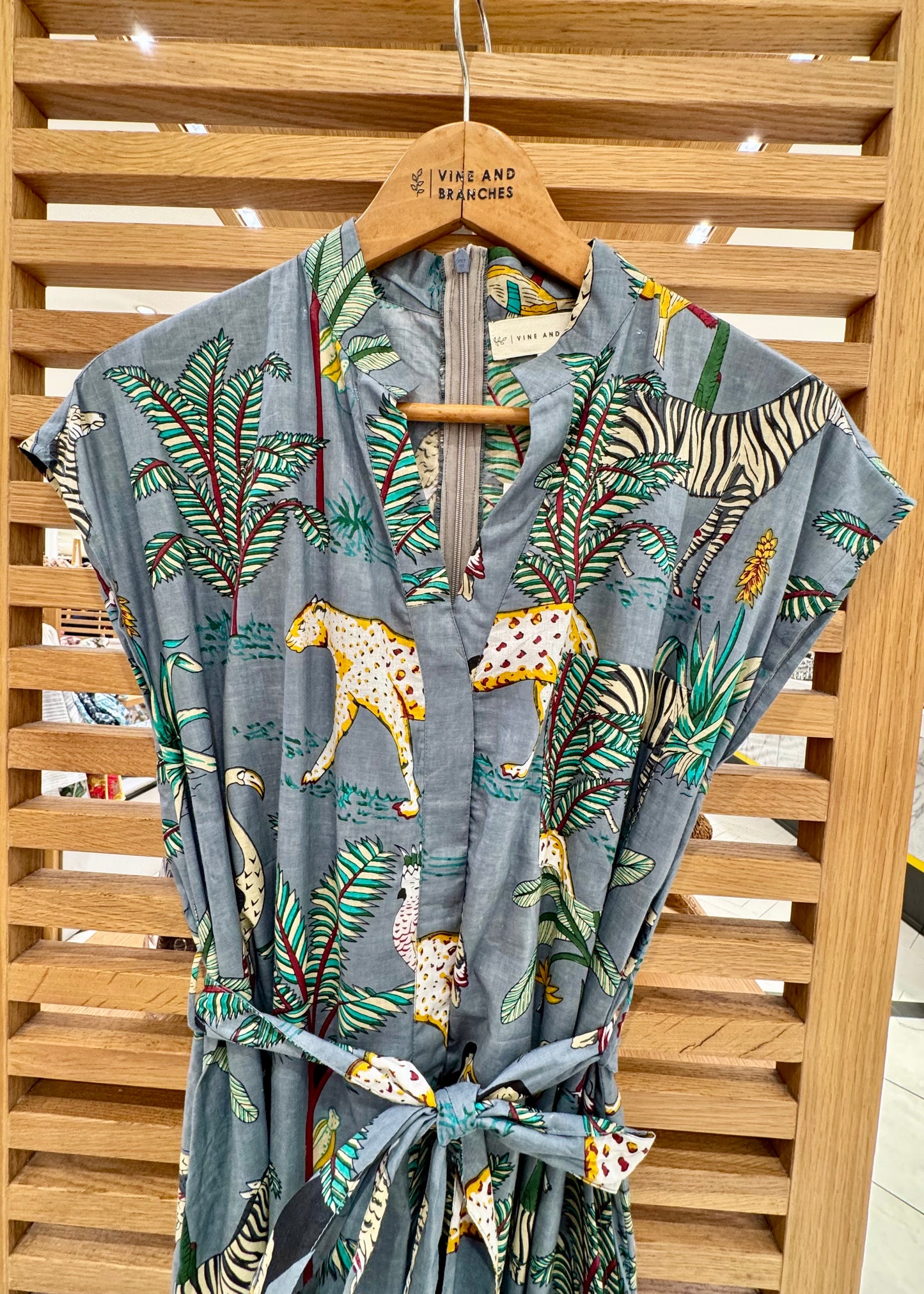 Kiara Cotton Dress | Grey Jungle