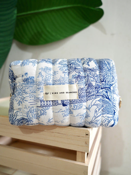FLASH SALE | Quilted Japanese Cotton Pouch - Dior Blue