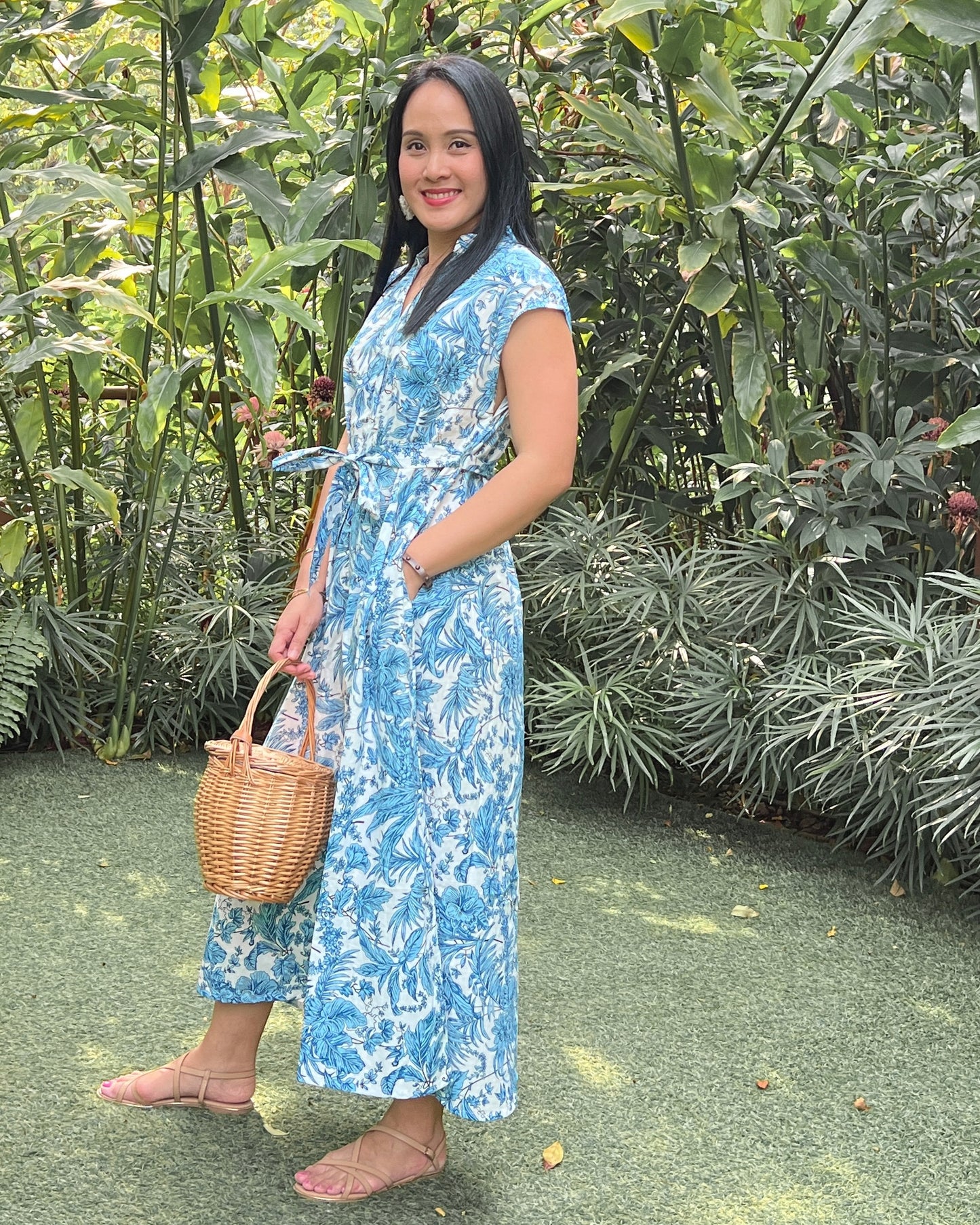Kiara Cotton Dress - Blue Blossom