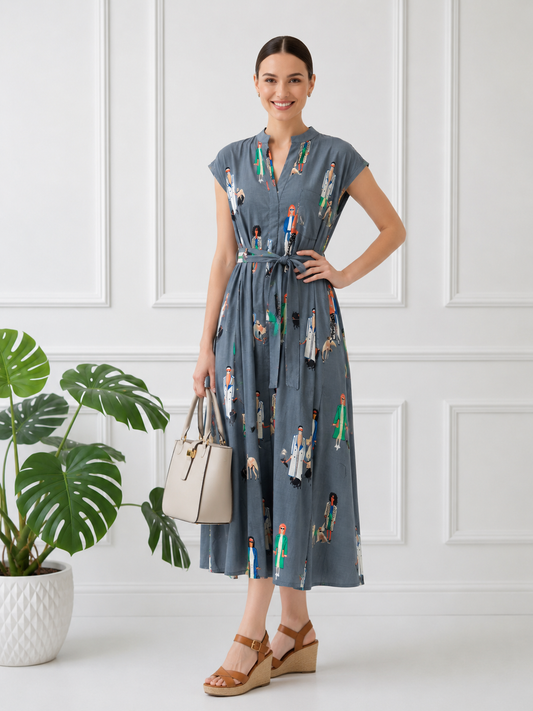 Kiara Cotton Dress | Grey Man