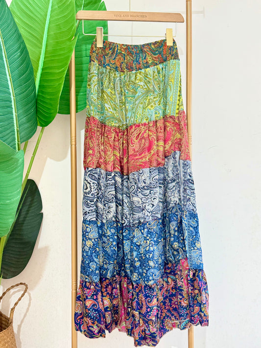 Silky Patchwork Skirt