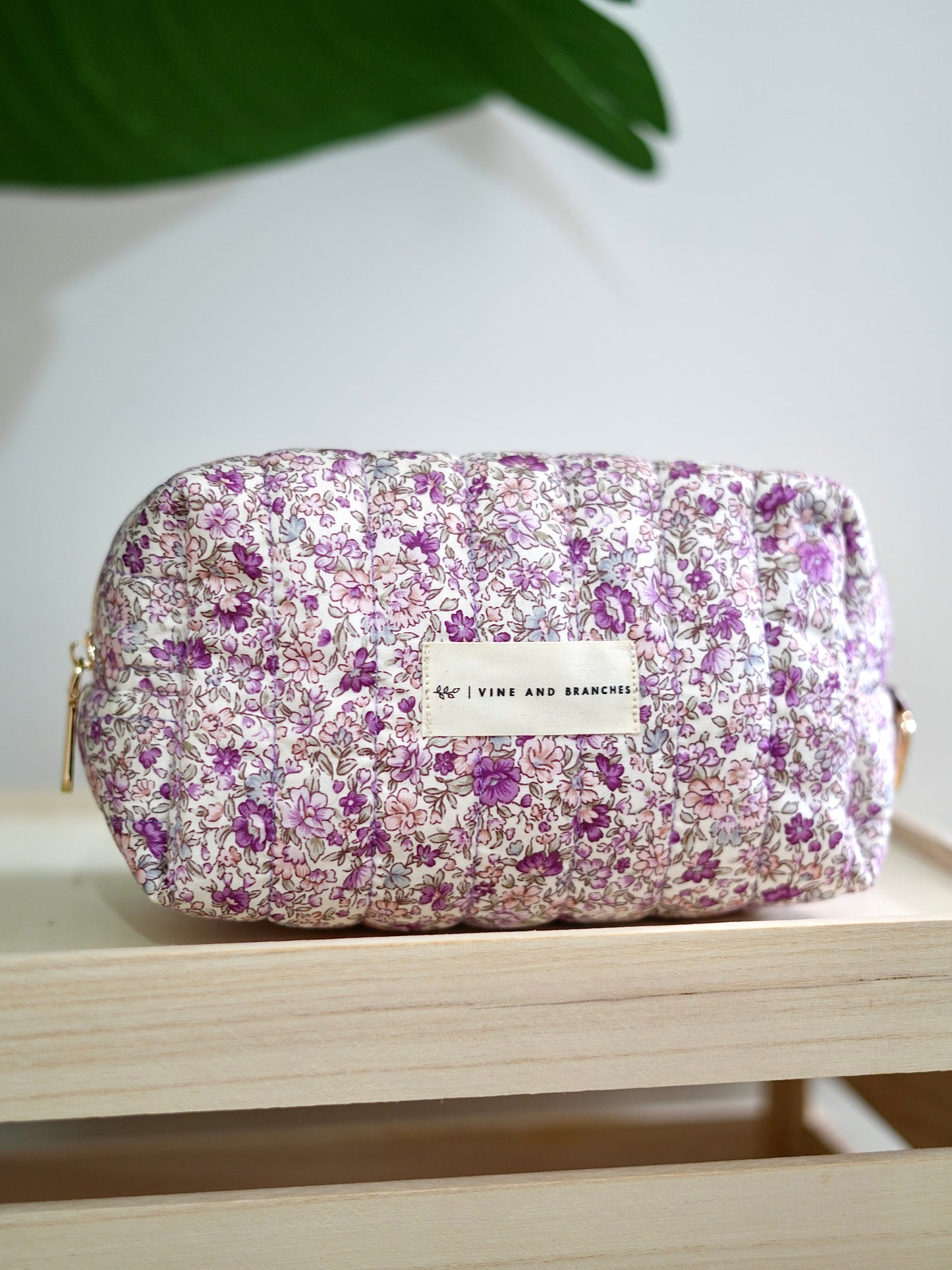 Quilted Japanese Cotton Pouch - Mauve Purple