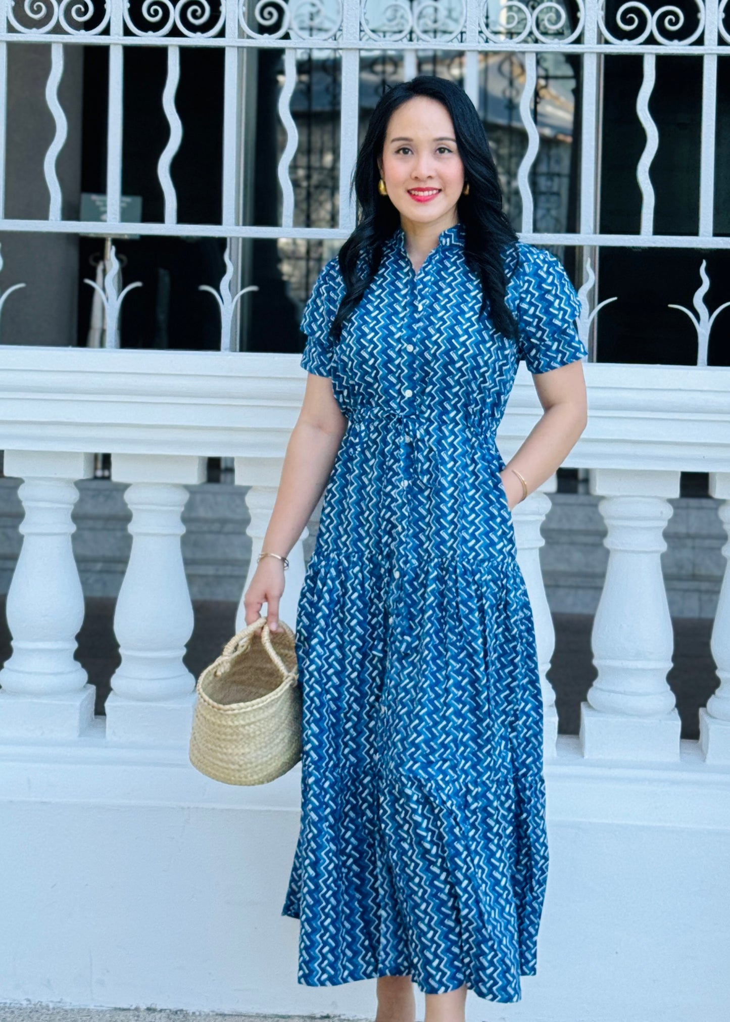 Debra Maxi Dress - Chevron Blue