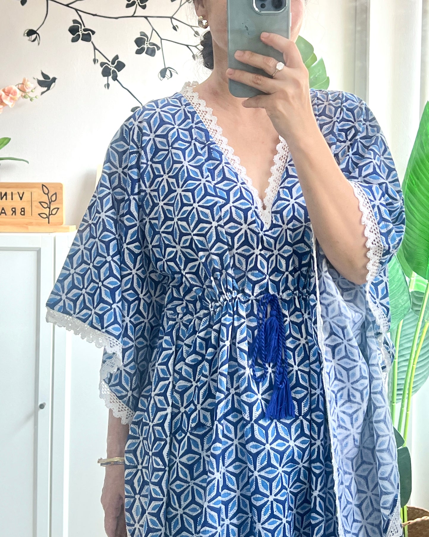 Junia Cotton Kaftan - Summer Blue [ DM FOR STOCK AVAILABILITY AT STOCKIST]