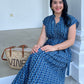 Kiara Cotton Dress - Chevron Blue