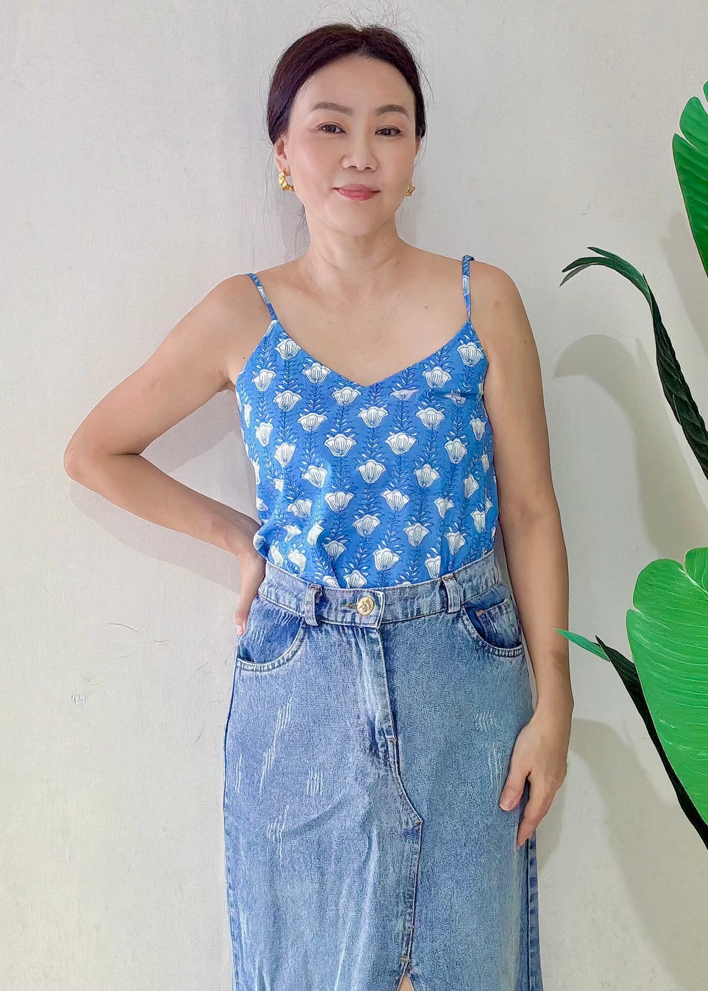 Bea Cotton Camisole - Garden Blue