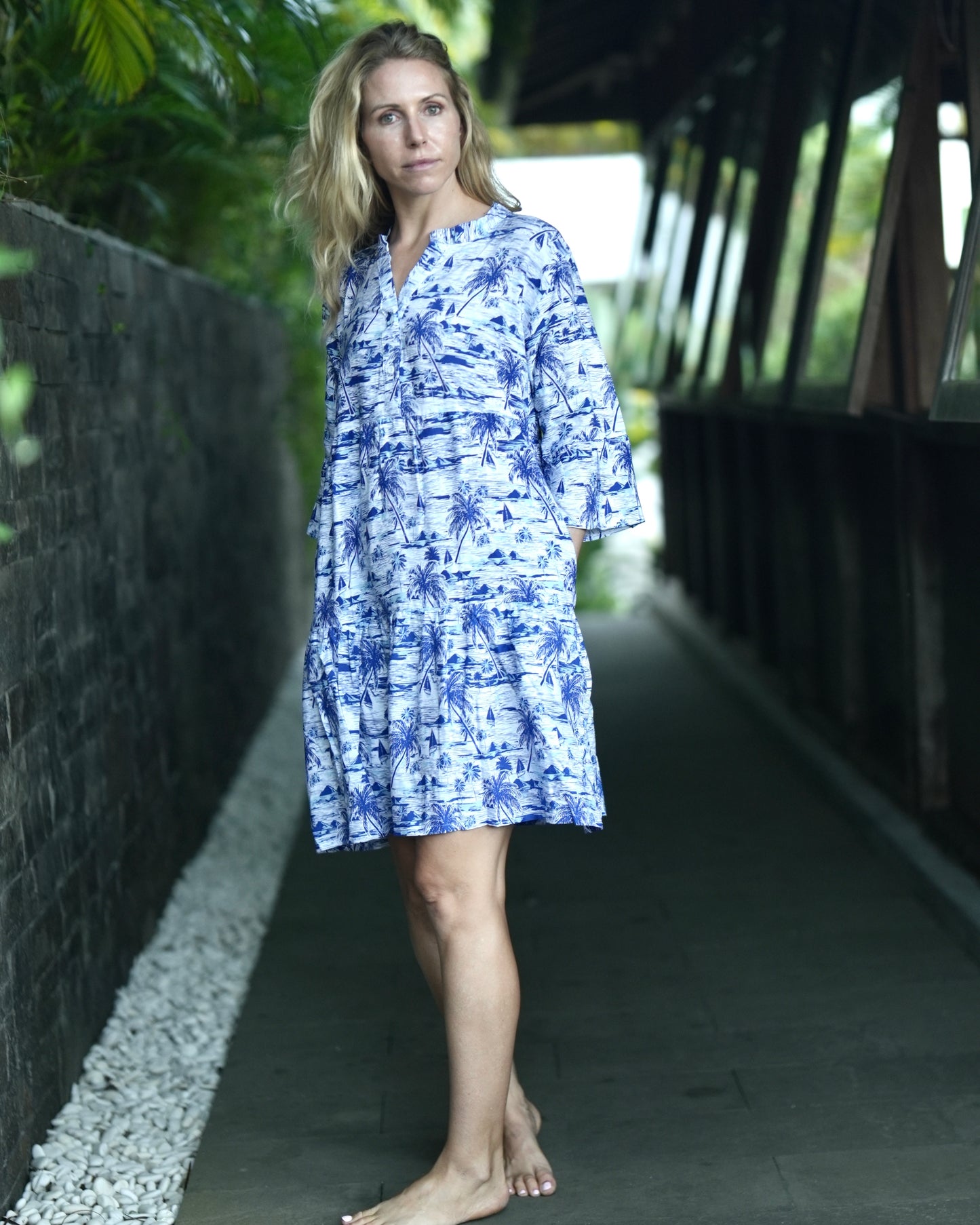 Sienna Bell Sleeve Dress -Hawaiian Blue