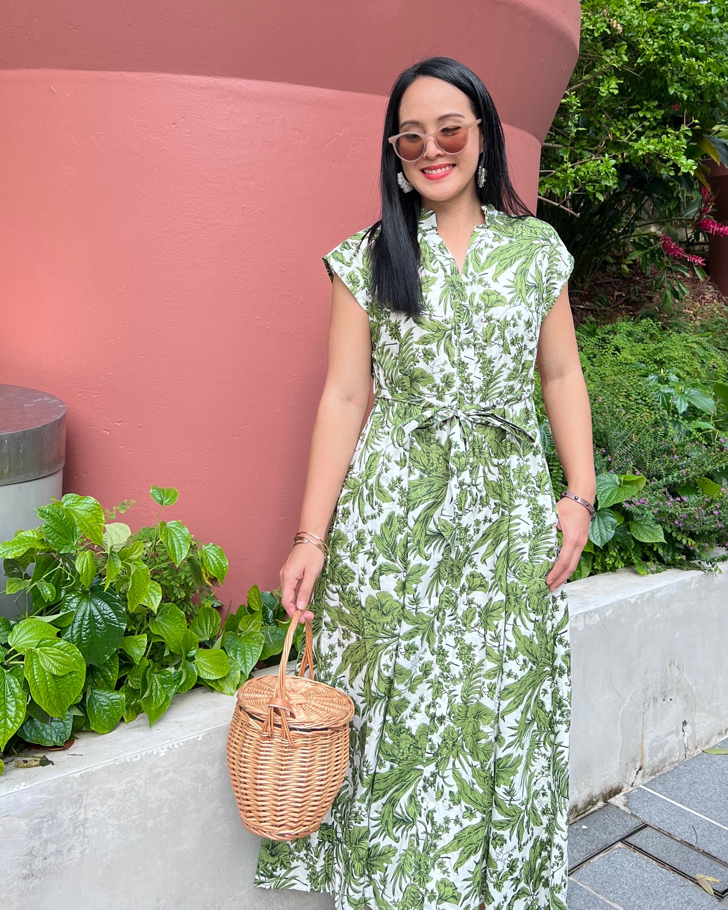 Kiara Cotton Dress - Green Blossom