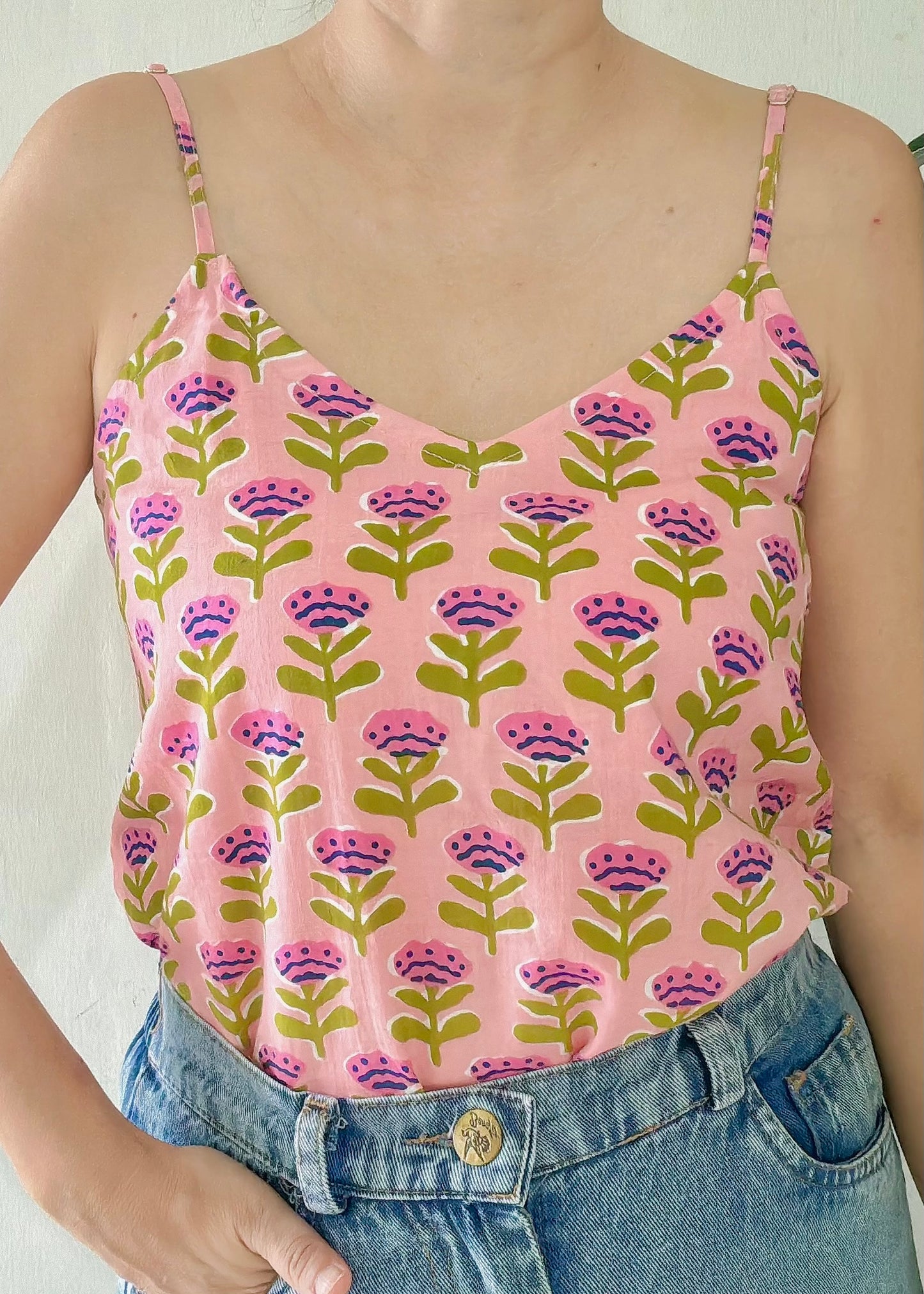Bea Cotton Camisole - Garden Pink