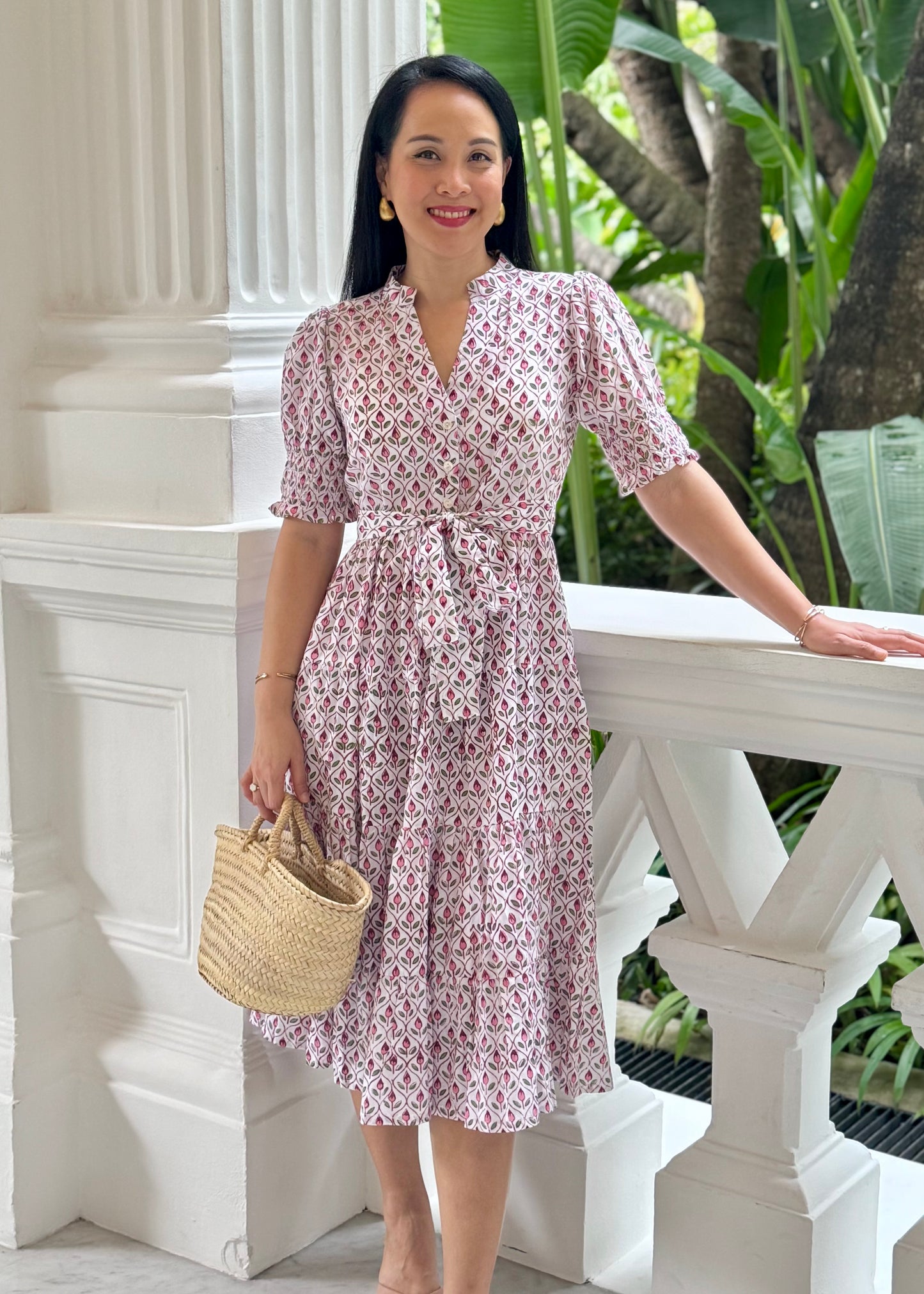 Penny Midi Dress - Pink Petals