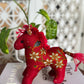 SET OF 3 : HORSE CNY ORNAMENT- Batik Red Brown
