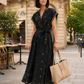 Kiara Lurex Cotton Dress | Black Gold Lurex