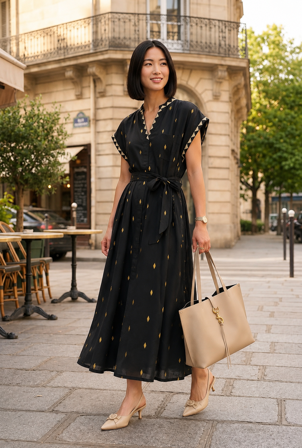 Kiara Lurex Cotton Dress | Black Gold Lurex