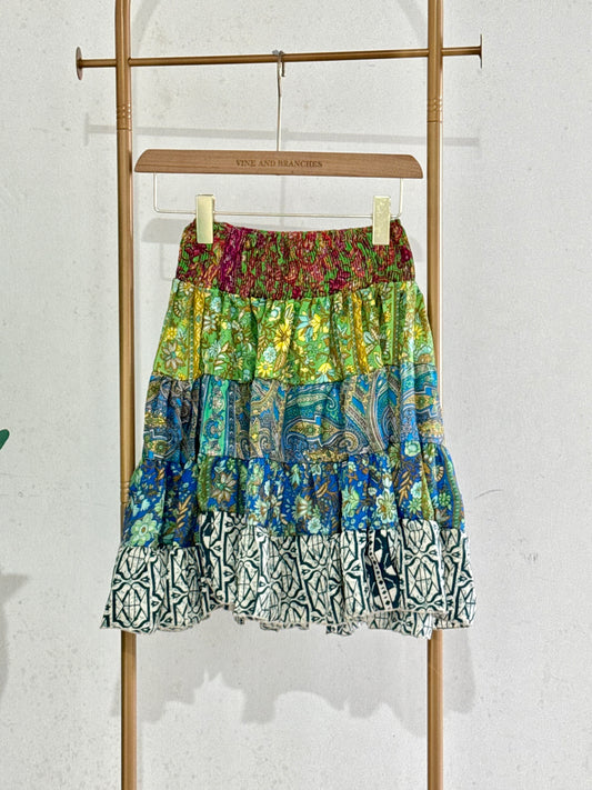 Mini Silky Patchwork Skirt