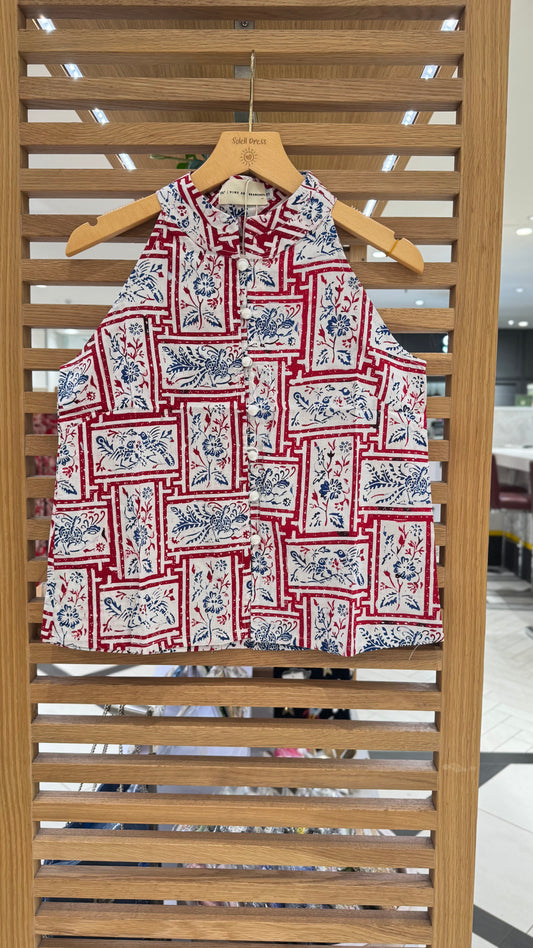Eka Halter Batik Top |  China Red