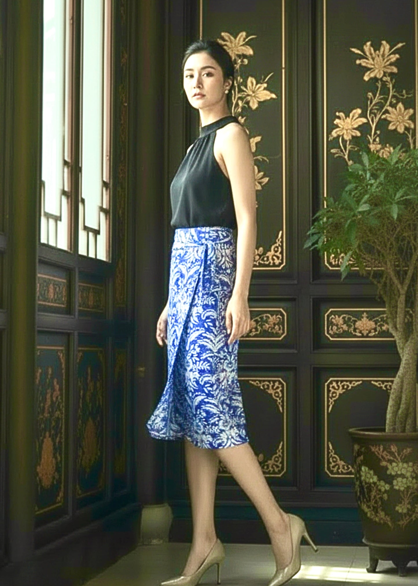 Naomi Wrap Skirt - Porcelain Blue