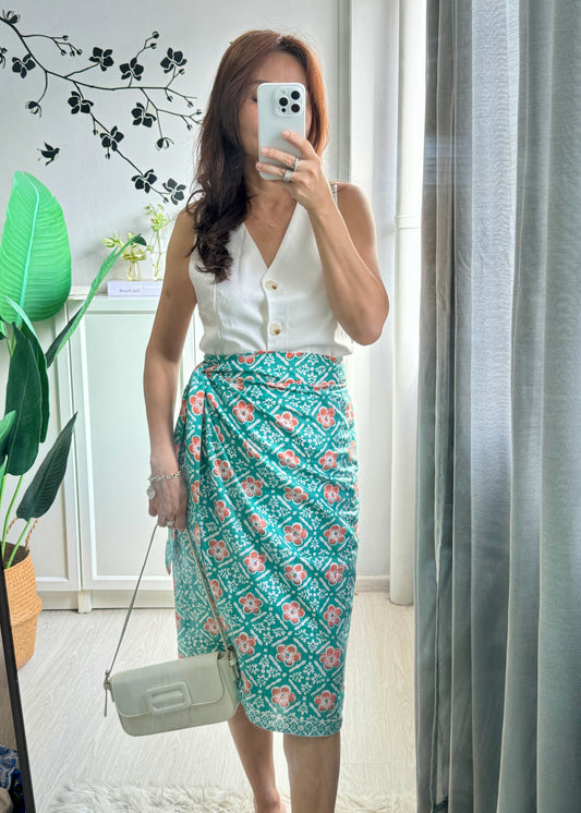 Naomi Wrap Skirt - Batik Turquoise Orange