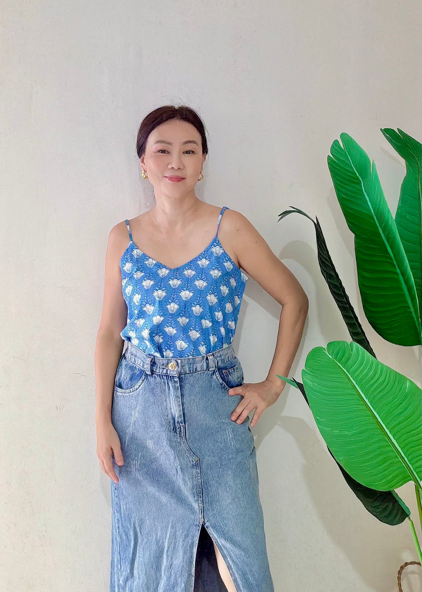 Bea Cotton Camisole - Garden Blue