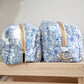 Quilted Japanese Cotton Pouch - Floral Blue