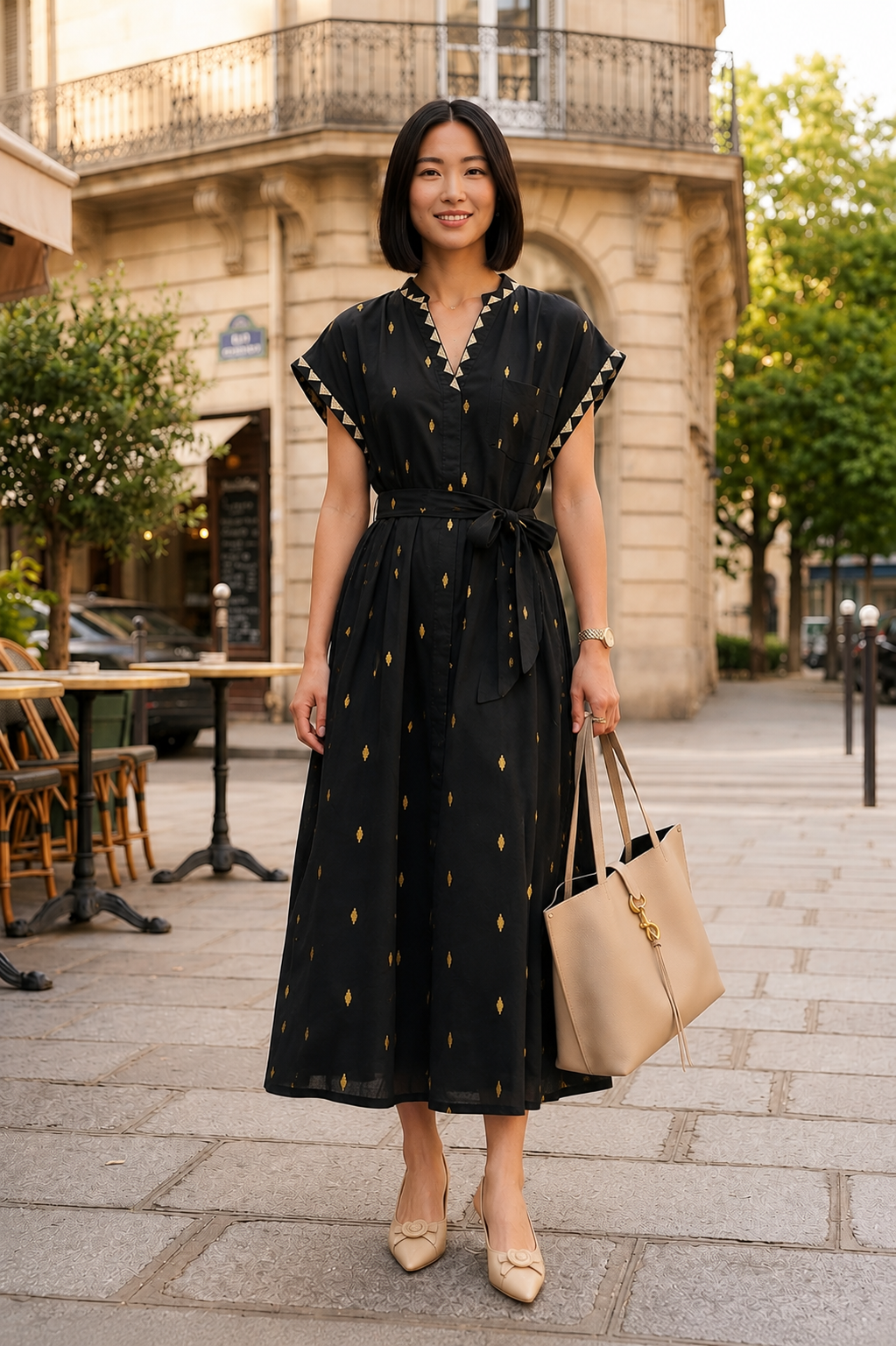Kiara Lurex Cotton Dress | Black Gold Lurex