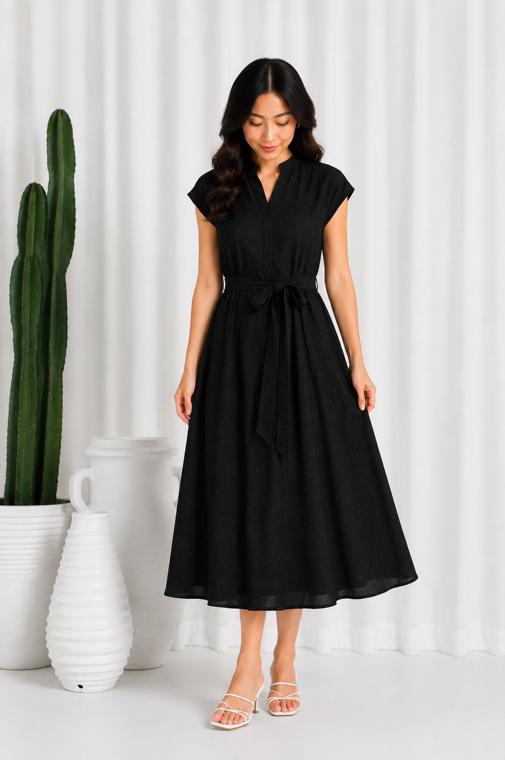 Kiara Lurex Cotton Dress | Black Bronze Lurex