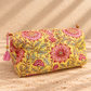 Handblock Cotton Pouch |  Yellow Floral