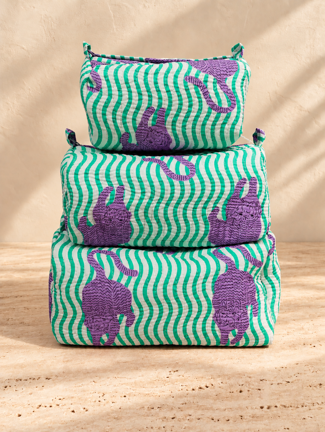 Handblock Cotton Pouch | Lilac Tiger