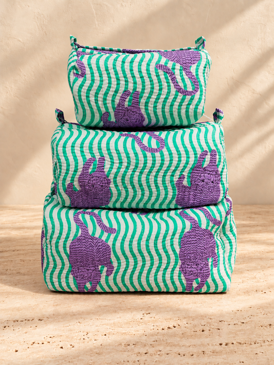 Handblock Cotton Pouch | Lilac Tiger