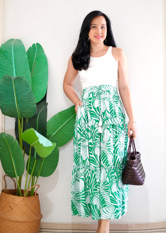 Zenus Handblock Skirt | Green Palm