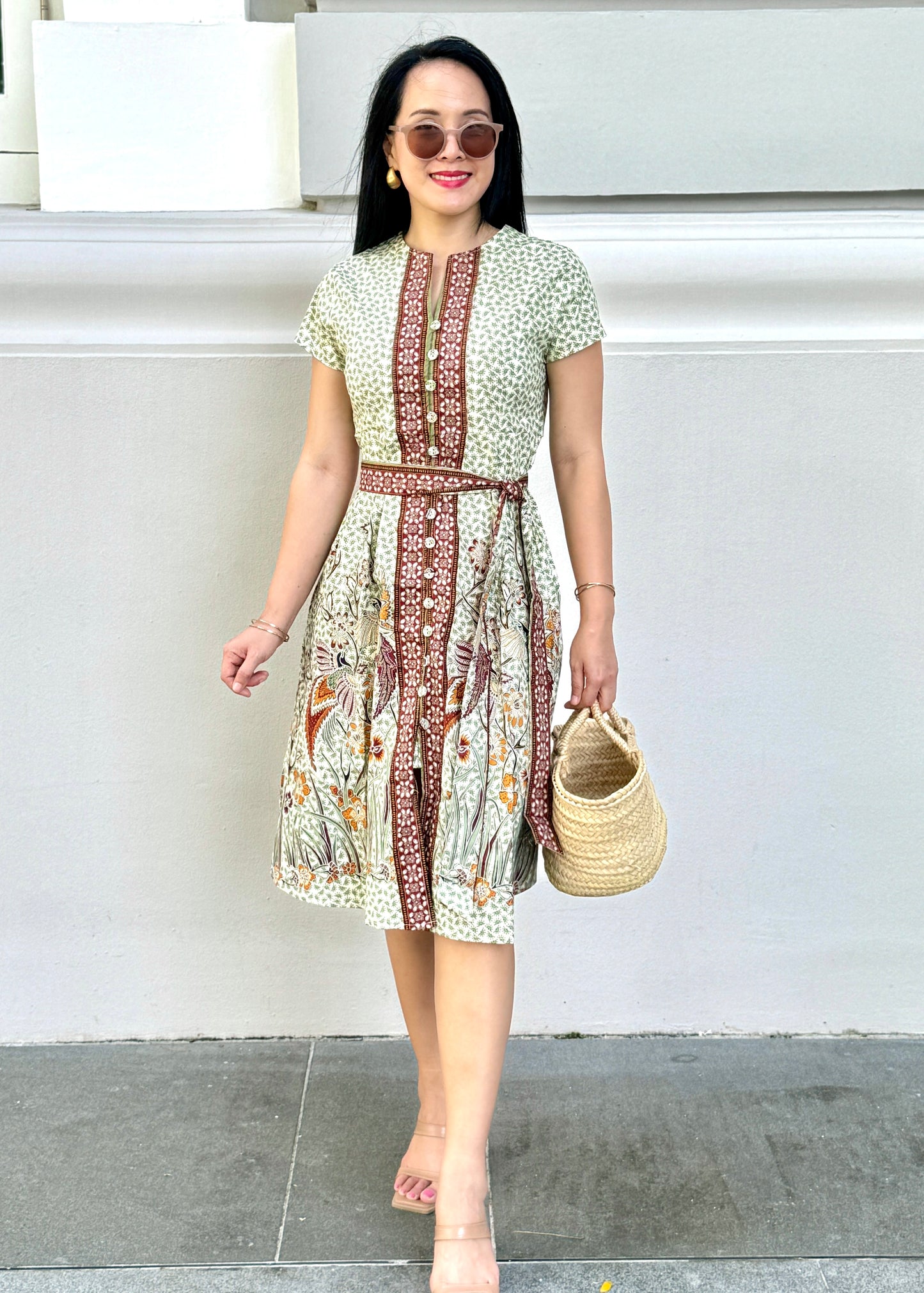 Batik Cotton Dress | Green Brown