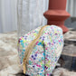 Quilted Japanese Cotton Pouch - White Dainty Floral