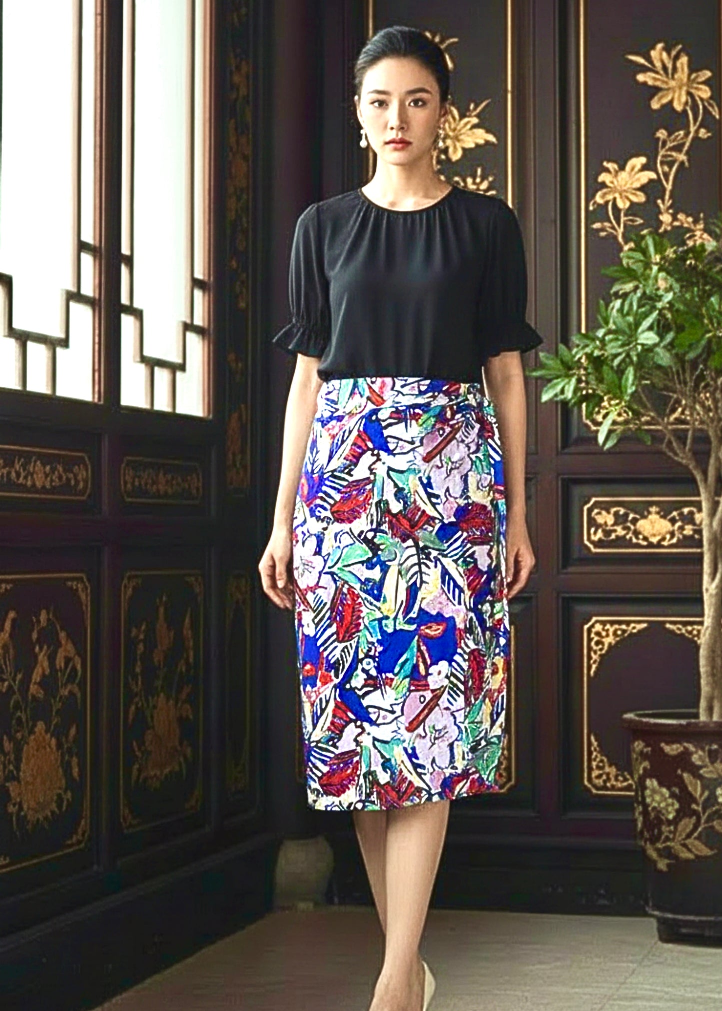 Naomi Wrap Skirt -Spring Garden