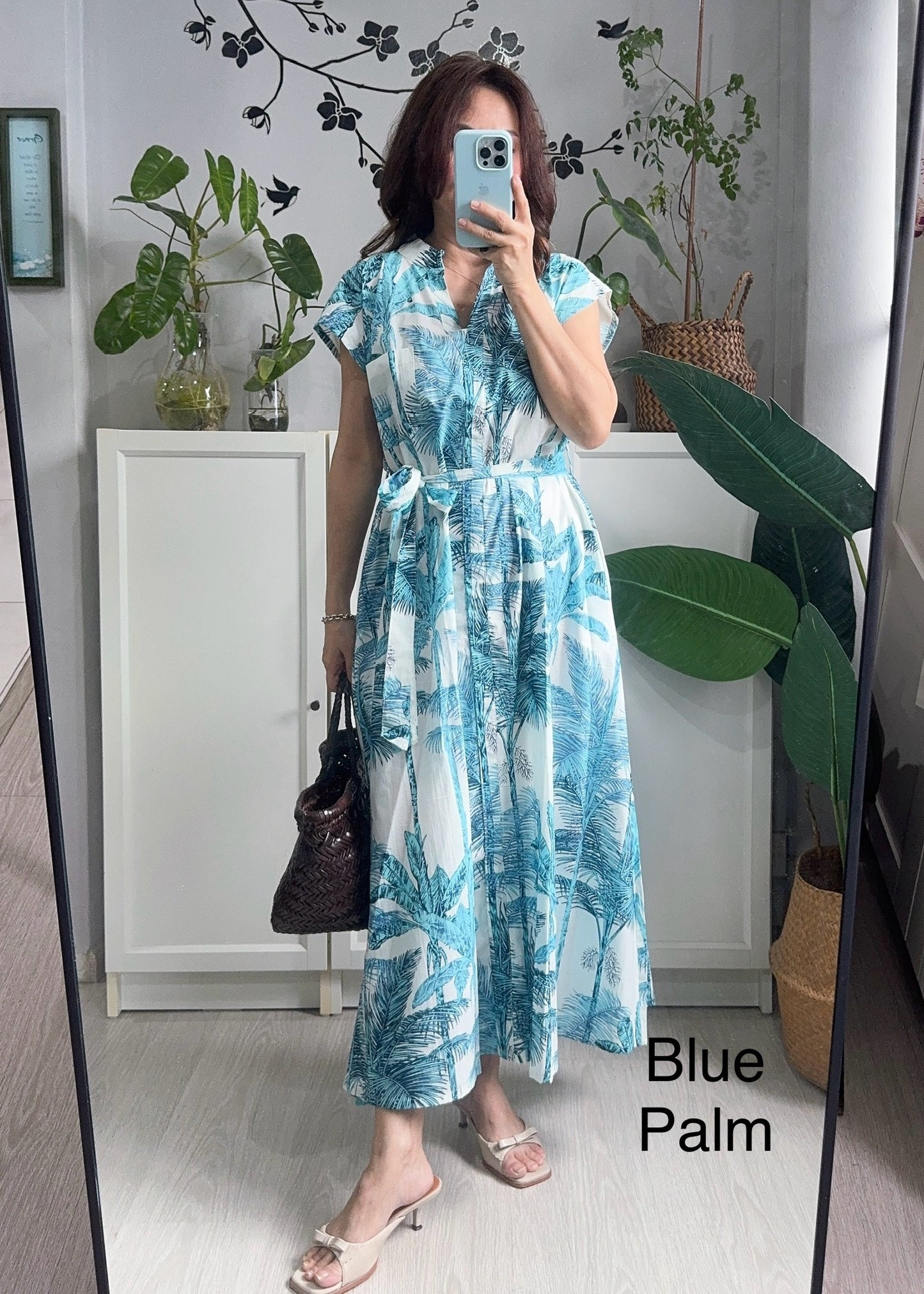 Kiara Cotton Dress | Blue Assorted Prints
