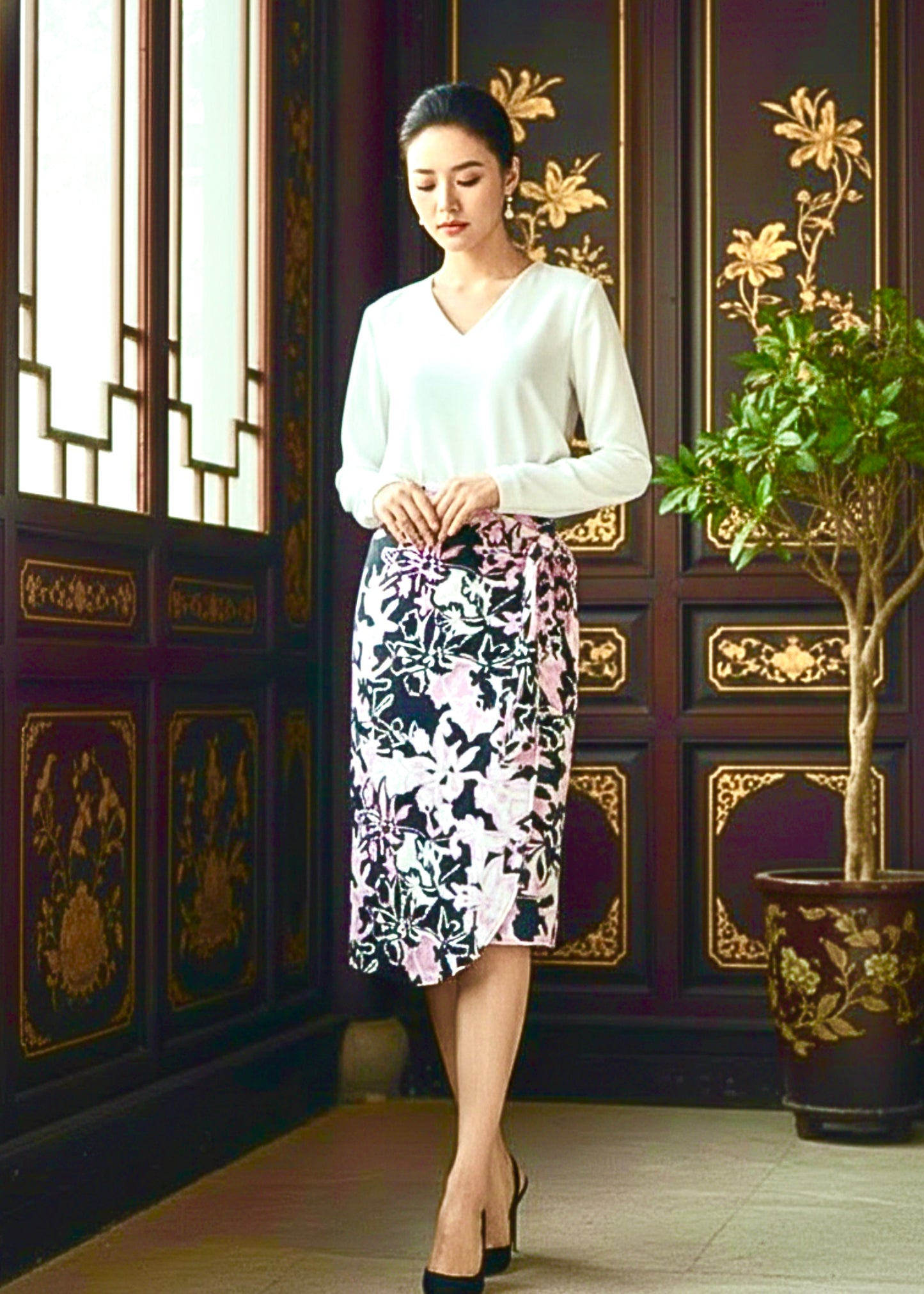 Naomi Wrap Skirt - Black Pink