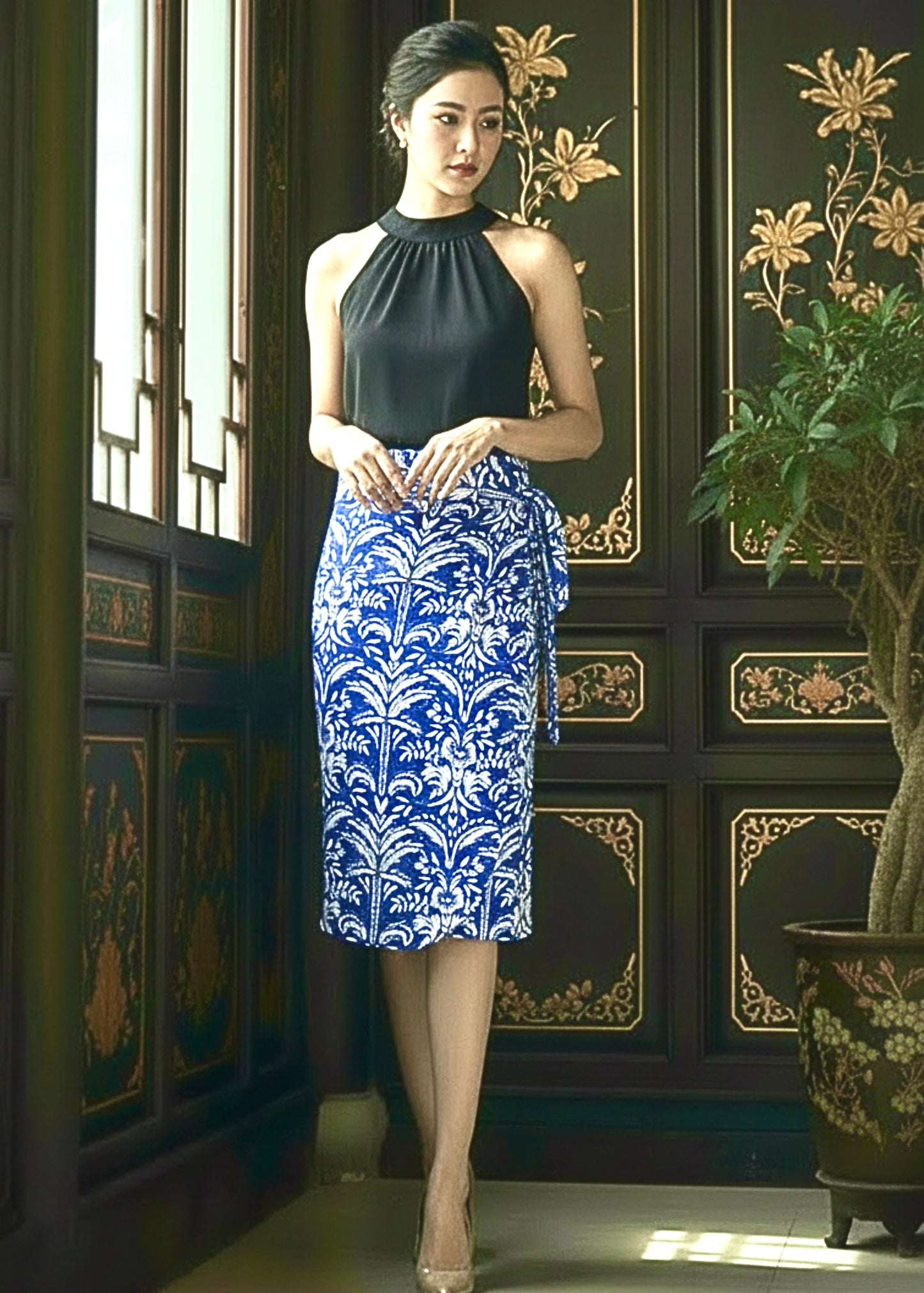 Naomi Wrap Skirt - Porcelain Blue