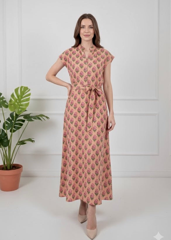 Kiara Cotton Dress | Peach Garden