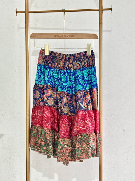 Mini Silky Patchwork Skirt