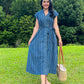 Kiara Cotton Dress - Chevron Blue