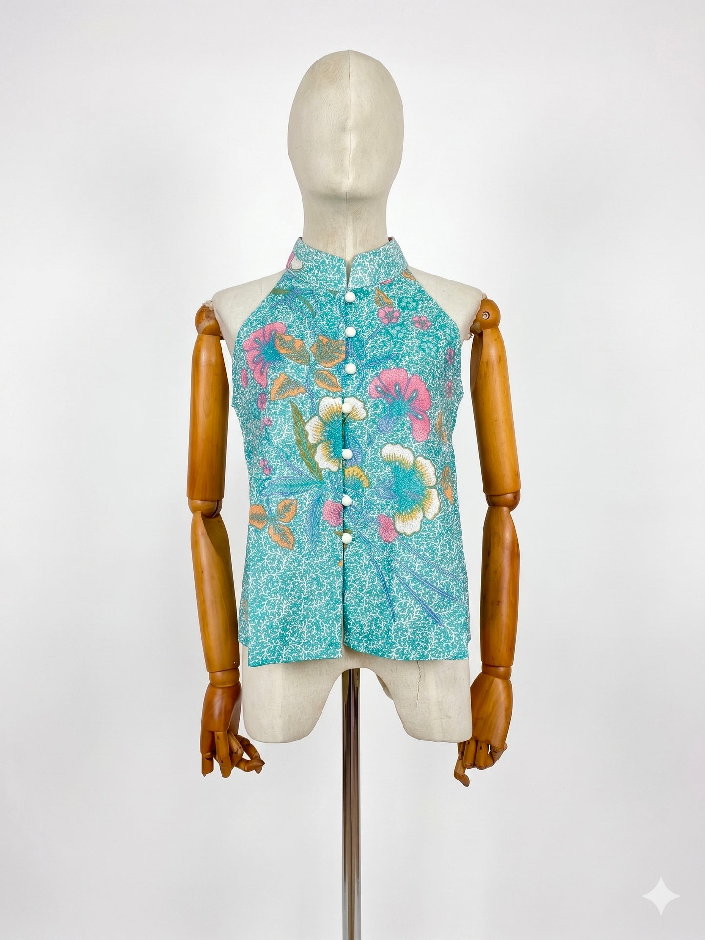 Eka Halter Batik Top | Turquoise Bloom