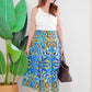 Ava Handblock A-line Skirt | Ocean Blue