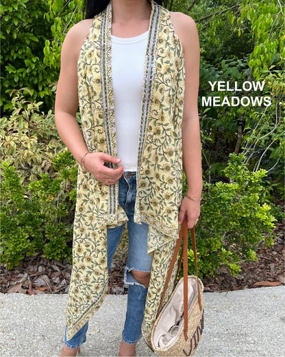 Cape Vest in Cotton Block Print - 5 Prints