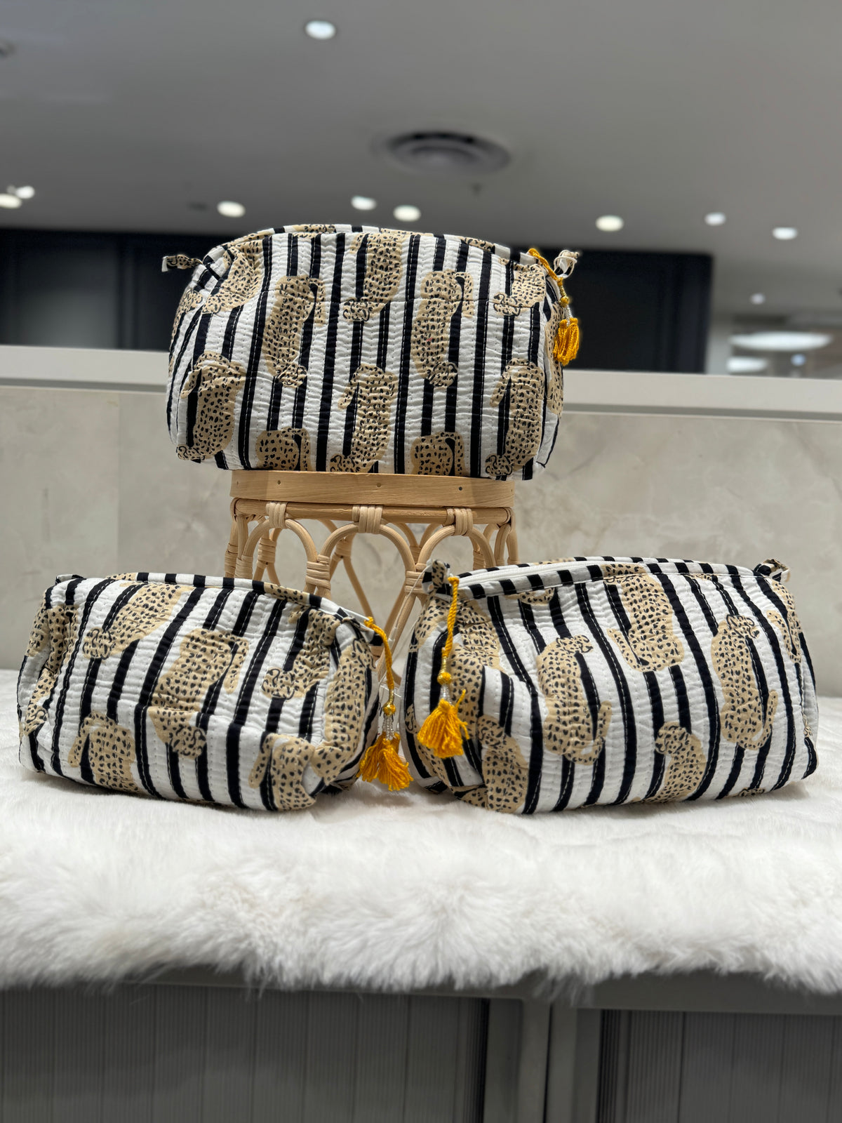 Handblock Cotton Pouch |  Mono Leopard