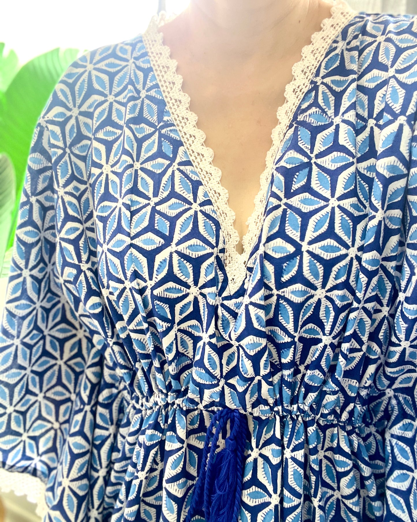 Junia Cotton Kaftan - Summer Blue [ DM FOR STOCK AVAILABILITY AT STOCKIST]