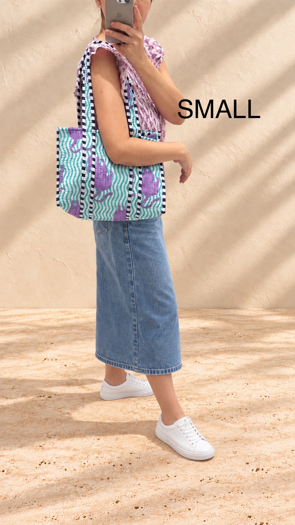 Handblock Tote Bag | Pink Floral