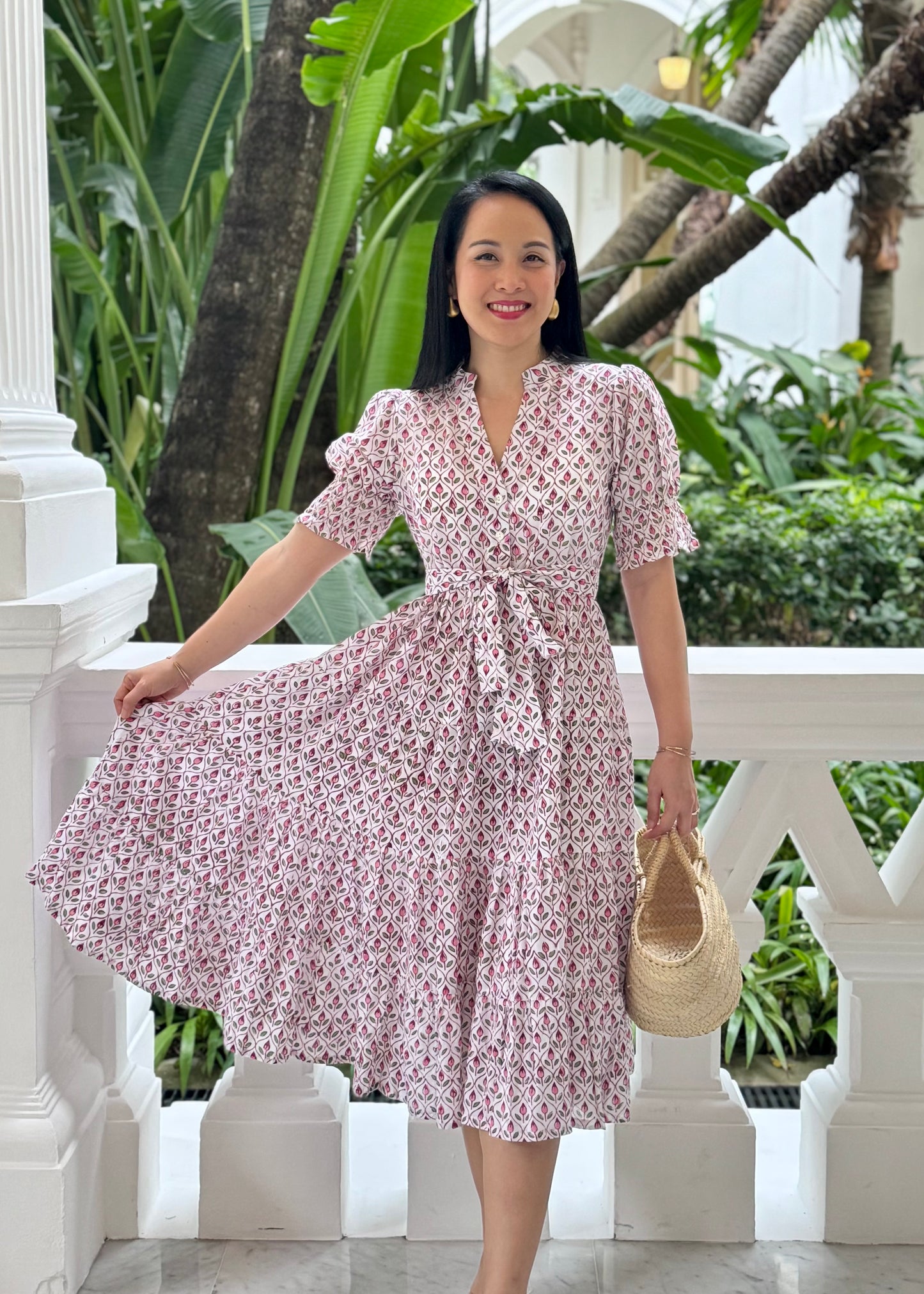 Penny Midi Dress - Pink Petals