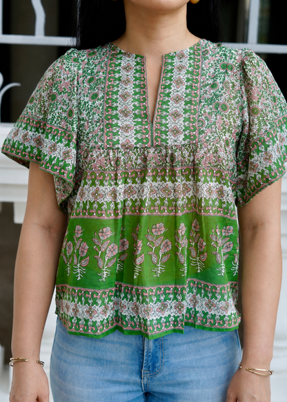 Vicky Cotton Top | Forest Green