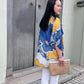 Cotton Batik Kimono- Cobalt Yellow Batik